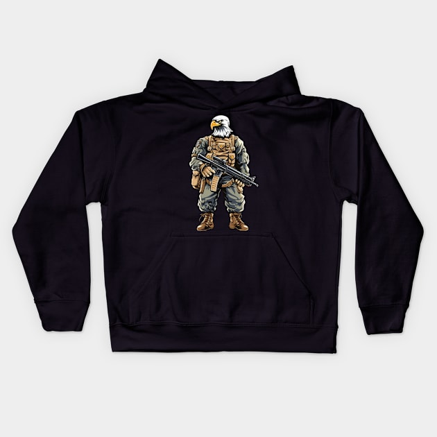 eagle soldier isolated on white Kids Hoodie by javierparra